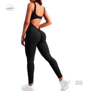 Large Sleeveless Jumpsuit Backless Tummy Control Workout Romper